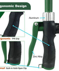 Close-up of ergonomic handle on Heavy Duty 21 Inch Watering Wand With Pivoting Head and Adjustable Sprayer, featuring TPR grip.