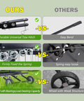 Comparison of tow behind 40 inch dethatcher features: durable universal tow hitch, fixed springs, load-bearing wheels vs others.
