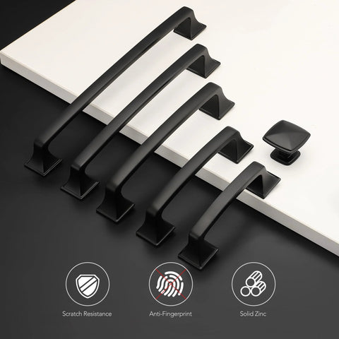 30 Pack 5 Inch Center Black Matte Cabinet Pulls Arch Style Drawer Handles Solid Zinc Alloy Construction Display