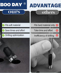 Comparison of No Fuss Hex Shank Leather Hole Punch Set For Drills with competitor tool highlighting advantages in soft material fit.