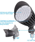 All In One Versatile LED Bullet Flood Light With 20W 30W 40W Options, 3CCT 3000K 4000K 5000K, 4880 Lumens, showing knuckle mount