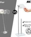 Tall Free Standing Toilet Paper Holder With Marble Base For Easy Reach No Bending Needed 29 And A Half Inch Bathroom Roll Stand In Brushed SUS304 Stainless Steel Elder Friendly Durable Modern Bath Accessory comparison showcasing stability and features.