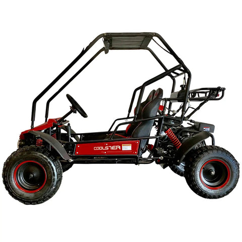 Side view of 125cc Premium Two Seater Go Kart With Automatic Transmission And Reverse LED Headlights Safety Speed Governor Off Road Buggy