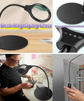Desk Magnifying Lamp With 10X 20X Glasses Hands Free Stand Lighted Magnifier Three Color Modes in use for detailed crafts