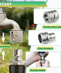Stainless Steel Garden Hose Quick Connect Fittings Set No Fuss Three Quarter Inch GHT Quick Connectors For Hoses And Sprayers