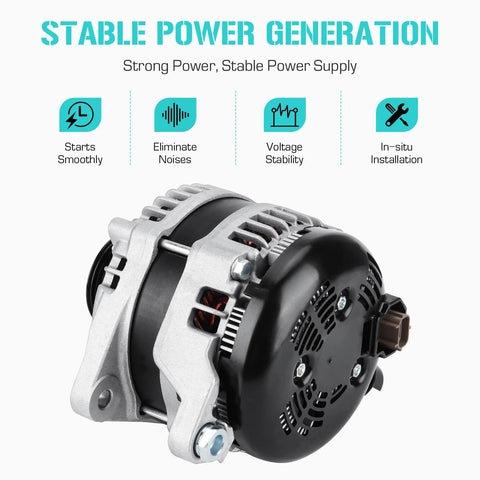 Beefy 220 Amp 12 Volt Alternator For Ford F150 5.0L V8 2011 2012 2013 2014 With CW Rotation Aluminum Housing And 12 Teeth Pinion OD 39.8mm