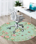 Non Skid Round Furniture Pad For Hardwood Floors 51 Inch Diameter with floral design under office chair