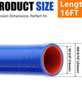 Heavy Duty 5/8 Inch Silicone Heater Hose 16 Foot Long showing dimensions and color with orange inner wall for cooling systems.