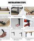 Step-by-step installation guide for Heavy Duty Folding Shelf Brackets For Wall Mounted Shelves And Tables Space Saving Hinge Brackets