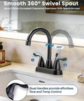 Oil Rubbed Bronze Vintage Style Bathroom Faucet With 4 Inch Centerset, 2-Handle 3-Hole Design, Rotating Spout, drain assembly