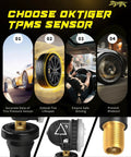 Pre Programmed 433MHz TPMS Sensor for Chevy and GMC Rides Direct Fit Fits Malibu Camaro Cruze Impala Traverse Silverado 1500 2500 3500 Blazer Trailblazer Volt Acadia Sierra 1500 OE 13598773, black and gold valve stem