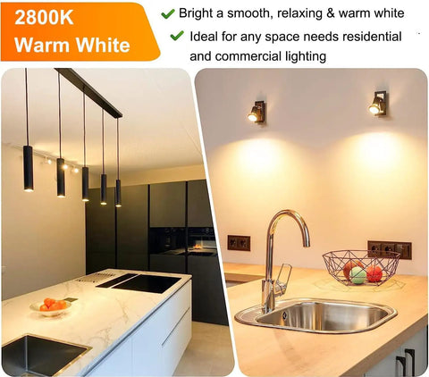 Kitchen and bathroom lighting using GU10 Halogen Bulb Dimmable 50W 120V Warm White 2800K With Glass Cover 500 Lumen MR16 GU10 Base
