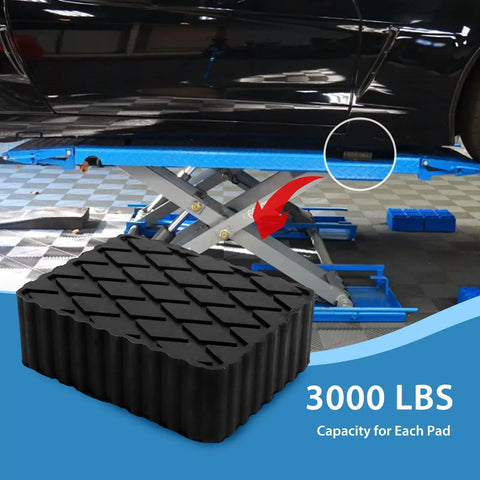 4 Pack Solid Rubber Car Lift Pads Heavy-Duty Anti-Slip Jack Lift Blocks with 3000 lb Load Capacity Rubber Spacers for car lifts