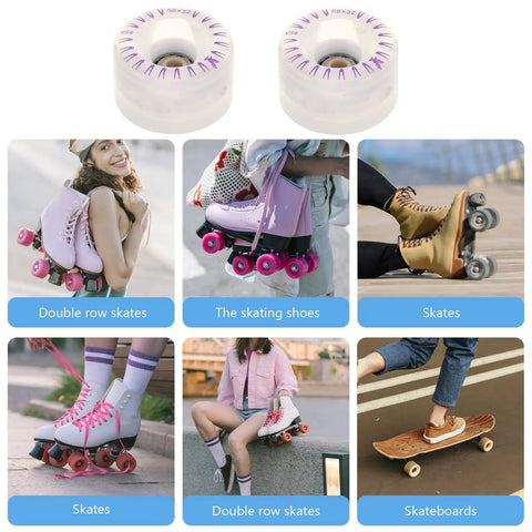 2 Pack LED Light Up Roller Skate Replacement Wheels for Quad Skates Glow Wheels Set with Skating Accessories and Style Examples