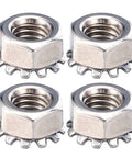 Badass 304 Stainless Steel K Type Lock Nut Built Tough As Nails Anti Vibration Hex Threaded Fastener, set of four.