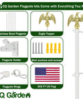 Sturdy 6 Foot Stainless Steel Garden Flag Pole Kit With Holder For Outdoor Use Includes 3x5 US Flag And Eagle Topper