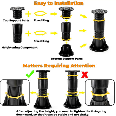 Four Pack Adjustable Bed Support Legs Eight Point Five To Thirteen Inches Heavy Duty Center Slat Reinforcement Kit installation guide