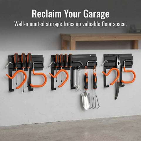 Heavy Duty Metal Wall Mount Tool Organizer With 50 Kg Hooks, Carbon Steel Garage Storage Rack with tools