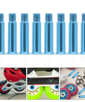 Fresh Blue Alloy 8 Piece Roller Skate Screw Hardware Kit For Bearings Axles Durable Parts To Fix Wheels installed on inline skates