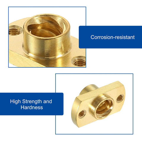8 Pack TR8x8 Lead Screw Brass Nuts Set for 3D Printers, trapezoidal thread, showing corrosion resistance and strength