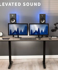 Clamp-On Speaker Stand Desk Mount Set Two-Pack With Adjustable Height And Tilt Universal 9.5x8.8 Platforms setup on desk