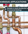 Copper Sweat 45 Degree Elbow Fittings One and a Half Inch C to C, 20-Pack, installed in plumbing system