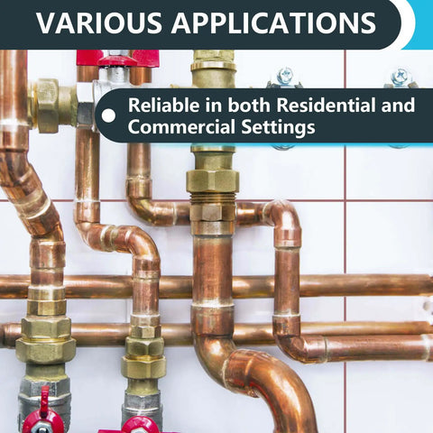 Copper Sweat 45 Degree Elbow Fittings One and a Half Inch C to C, 20-Pack, installed in plumbing system