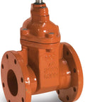 Tough As Nails Eight Inch Ductile Iron Gate Valve Featuring Flanged Ends Non Rising Stainless Stem And Rugged Hand Wheel viewed from side with black hand wheel