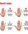 Image showing hand sizes chart for Archery Gloves 2 Pack For Left And Right Hands Three-Finger Leather Bow Guard Universal Fit.