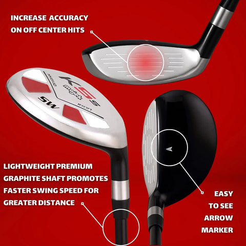 All Hybrid Sand Wedge SW Utility Club 55 Degree Loft Right Hand Senior Flex Graphite Shaft 36 Inch Black Pro Velvet Grip Game Ready Head Cover Included with face design and features shown.
