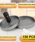 Burger Press With 150 Patty Papers Nonstick Patty Maker For Grillin Burgers On The Grill Or Stove Aluminum Patty Press