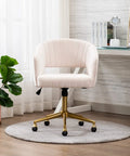 Velvet Home Office Chair With Gold Base, Swivel Desk Chair For Living Room Or Vanity, Upholstered Tufted Accent Armchair
