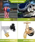 Hydrant, RV, outside water faucet, and garden spigot shown with Two Pack Three Quarter Inch GHT Hose Bib Backflow Preventers Vacuum Breakers Outdoor Faucet Anti Siphon Brass Garden Hose Bib For Backflow Prevention Durable Brass Construction For Outdoor Use.