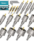 DAIMIT 19‑pc TCT hole saw kit with case; includes pilot bits and L‑wrenches; 1/2"–2-1/8" sizes for metal/wood/plastic