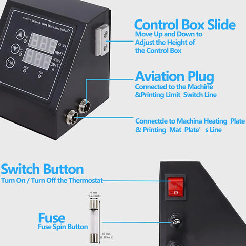 K Type Heat Press Control Box Replacement For 15x15 Inch Heat Press With Dual Temperature And Time Display 1400W Power