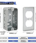 Galvanized Steel Electrical Box Cover Set For Duplex Receptacle 4 By 2 Inch Boxes With 8 Side Knockouts And 2 Bottom Knockouts