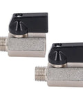 Rock Solid Mini Brass Ball Valve Featuring Dn8 G One Quarter Male And Female Threaded Pipe Connections For Smooth Plumbing Jobs, two valves.