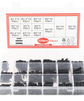 Beefy 530 Piece Roll Pin Set With Slotted Spring Pins In M1.5, M2, M2.5, M3, M4, M5, And M6 Steel Dowel Pins in a plastic case.