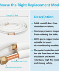 25 Ft Insulated Copper Line Set For Mini Split Systems With One Half Inch And One Quarter Inch Lines Seamless ASTM B280 Tubing