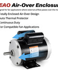 0.75 HP Farm Duty Electric Motor 1725 RPM Dual Voltage 115 230V 56 Frame with TEAO air-over design and features