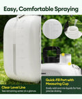 2 Gallon Battery Powered Sprayer With Automatic Pump showing clear level line and quick-fill port with measuring cup