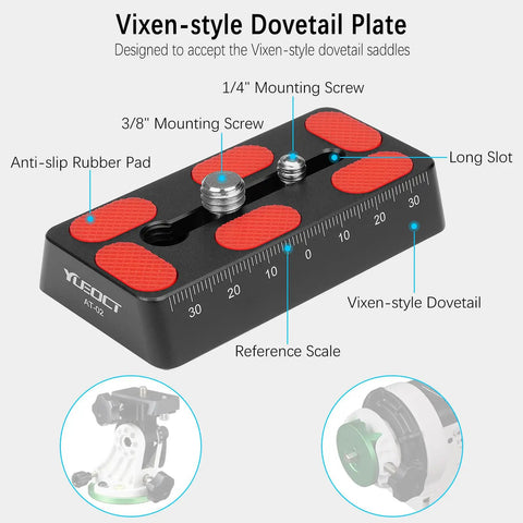 80mm Vixen Style Dovetail Telescope Rail Bar Mounting Plate With One Quarter Inch And Three Eighths Inch D Ring Screws