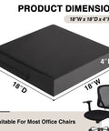 Ergonomic Recliner Seat Cushion 18 By 18 Inch Thick Gel Fill For Seniors To Pop Up Easy On Sofas Couches And Chairs With Durable Dark Grey Slipcover Fabric Perfect For Pain Relief And Comfort showing product dimensions.