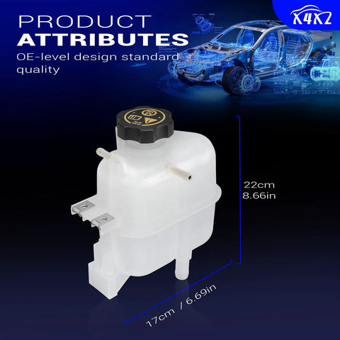 Heavy Duty Front Engine Coolant Reservoir with Cap, 22cm x 17cm, designed for 2013 2014 2015 Chevy Spark. Upgrade Your Ride With This Heavy Duty Front Engine Coolant Reservoir Replacement Radiator Expansion Tank With Cap For 2013 2014 2015 Chevy Spark So You Roll Smooth And Never Sweat Over Engine Temps.
