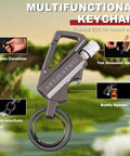 Image of 3 In 1 Infinity Lighter With Multitool Keychain Bottle Opener Reusable Waterproof Permanent Match Fire Starter, silver and black.