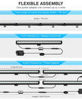 Diagram of Sixteen Inch 18W RGB LED Light Bars Kit With App Control And Remote showcasing flexible assembly and connections.