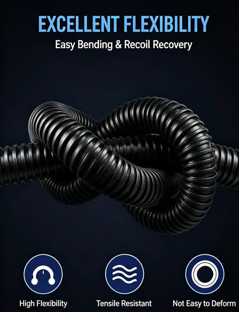 Rock Solid Fire Resistant Corrugated Conduit Pipe For Heavy Duty Wire And Cable Routing, showcasing excellent flexibility and bending.