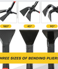 Acymner three-piece sheet metal bending pliers set; black hand seamers with 180°, 45°, and 90° jaws