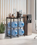 5 Gallon Water Jug Holder 2-Tier Stand With Tabletop Shelf Built To Last Heavy-Duty Carbon Steel Build For Easy Countertop Organization