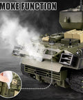1 18th Scale RC Battle Tank With BB Shooting, Smoke And Lights, Realistic M4A3 Sherman Remote Control Army Toy showing smoke function